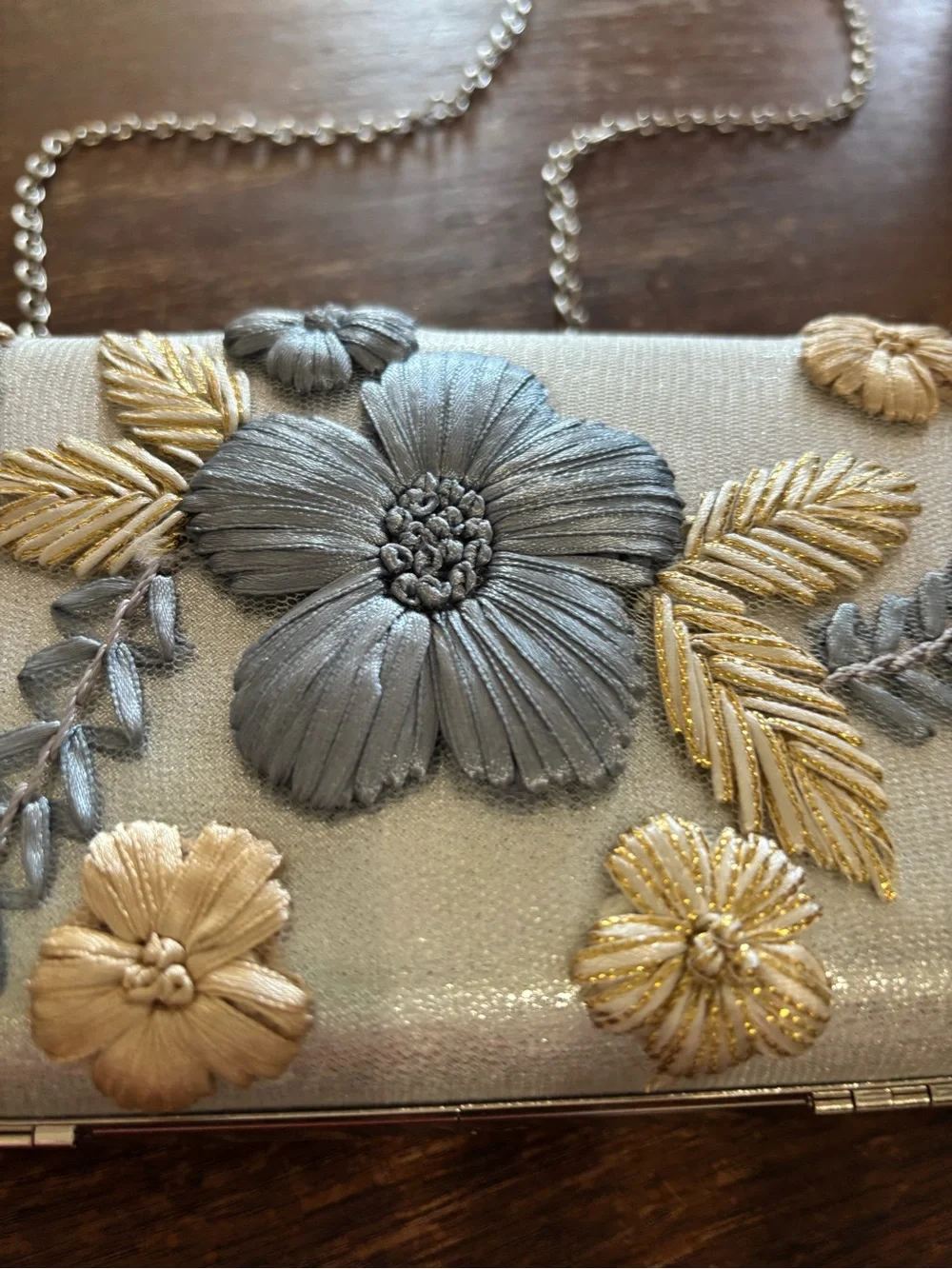 Lauren Lorraine 3D floral clutch crossbody